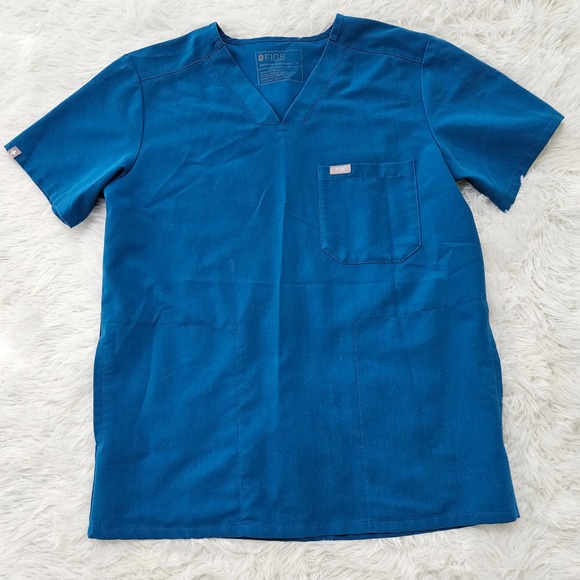 FIGS Cobalt Blue V-neck Short Sleeve Scrub Top. Size S Pockets Medical - Picture 1 of 9